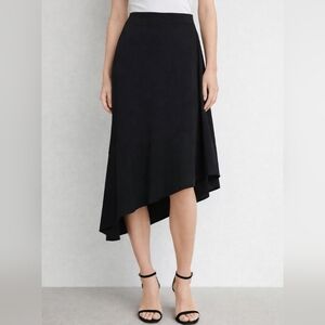 Nexxen Black Asymmetrical Women's Midi Skirt, Size L